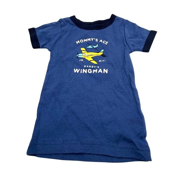 Carters Infant Boys "Mommys Ace Daddys Wingman" Ringer T-shirt, Blue, 18M - Picture 2 of 6